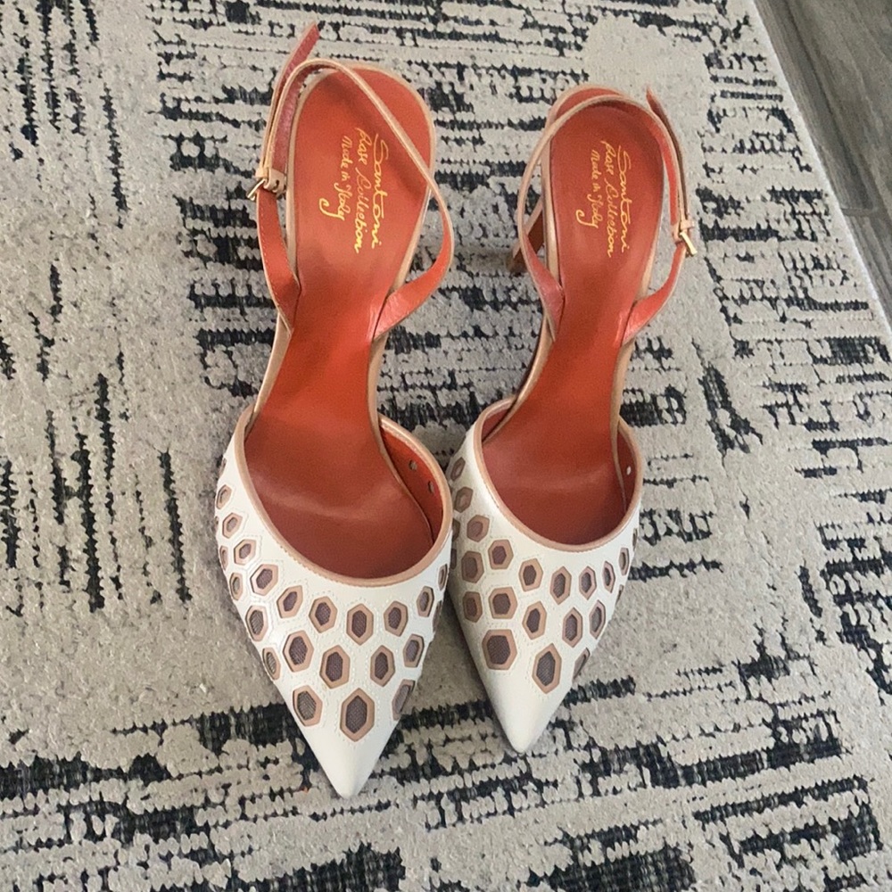 Santoni Rose Collection sling back heels